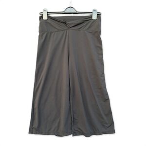 Coco Reef Wide Leg Crop Yoga Pants Women Large Black Gaucho Twist Front Culottes